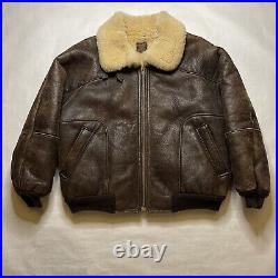 Vintage Us Air Force Army Leather Type B-6 Jacket 42 Blue Duck Shearling