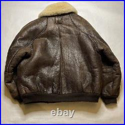 Vintage Us Air Force Army Leather Type B-6 Jacket 42 Blue Duck Shearling