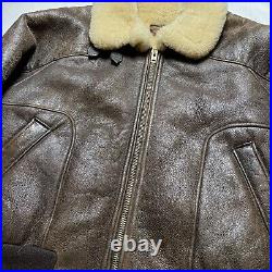 Vintage Us Air Force Army Leather Type B-6 Jacket 42 Blue Duck Shearling