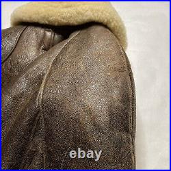 Vintage Us Air Force Army Leather Type B-6 Jacket 42 Blue Duck Shearling