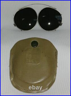Vintage WW2 1945 US Army Air Force Clip-on Sunglasses by F. G. Co with 1945 Case