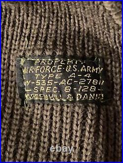 Vintage WW2 Military Real A-4 Knit Cap Wool OD Original Air Force U. S. Army Rare