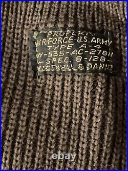 Vintage WW2 Military Real A-4 Knit Cap Wool OD Original Air Force U. S. Army Rare