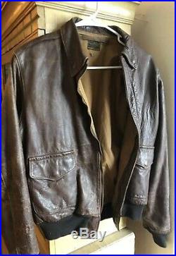 Vintage WW2 Poughkeepsie Type A-2 Leather Bomber Flight Jacket Air Force US Army