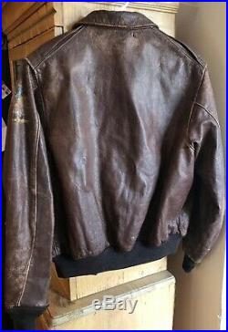 Vintage WW2 Poughkeepsie Type A-2 Leather Bomber Flight Jacket Air Force US Army