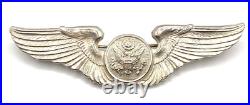 Vintage WW2 U. S. Army Air Corps air Crew Wings Air Force Badge Sterling Silver