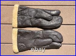 Vintage WW2 US ARMY AIR FORCE LEATHER GUNNER GLOVES TYPE A-9A Large GAUNTLETS