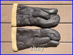 Vintage WW2 US ARMY AIR FORCE LEATHER GUNNER GLOVES TYPE A-9A Large GAUNTLETS