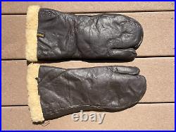 Vintage WW2 US ARMY AIR FORCE LEATHER GUNNER GLOVES TYPE A-9A Large GAUNTLETS