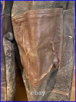 Vintage WWII AIR FORCE US ARMY Leather Bomber Pants withShearling Lining M PR777