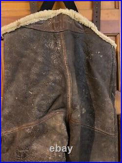 Vintage WWII AIR FORCE US ARMY Leather Bomber Pants withShearling Lining M PR777