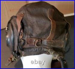 Vintage WWII Army Air Force A-11 Leather Flight Helmet w Electro-Voice Earphones