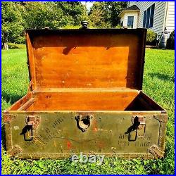 Vintage WWII Military FOOT LOCKER Trunk Chest US Army Brooks Air Force Base AFB