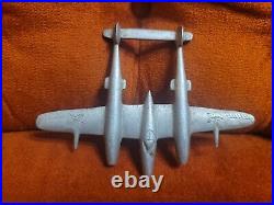 Vintage WWII U. S. Army Air Force P-38 Airplane Aluminum Trench Art! USAAF