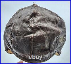 Vintage WWII US Army Air Force A-11 Leather Flight Helmet Size Medium 3189