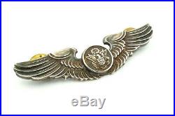 Vintage WWII US Army Air Force Sterling Silver Aircrew Wings Pin