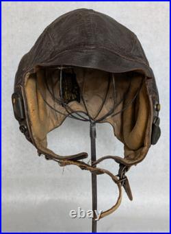Vintage WWII US Army Air Force Type A-11 Leather Flight Helmet Cap Large 1940's