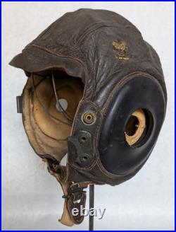 Vintage WWII US Army Air Force Type A-11 Leather Flight Helmet Cap Large 1940's