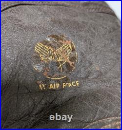 Vintage WWII US Army Air Force Type A-11 Leather Flight Helmet Cap Large 1940's