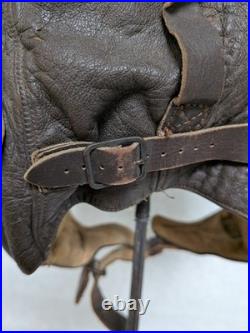 Vintage WWII US Army Air Force Type A-11 Leather Flight Helmet Cap Large 1940's