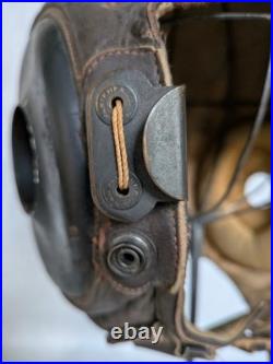 Vintage WWII US Army Air Force Type A-11 Leather Flight Helmet Cap Large 1940's