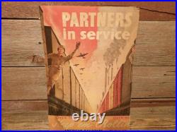 Vintage WWII US Army Air Force War Poster PARTNERS IN SERVICE American Railroads