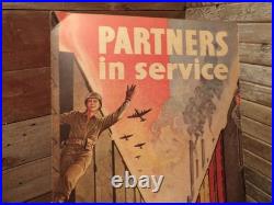Vintage WWII US Army Air Force War Poster PARTNERS IN SERVICE American Railroads