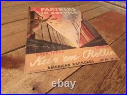 Vintage WWII US Army Air Force War Poster PARTNERS IN SERVICE American Railroads