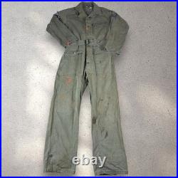 Vintage WWII US Army Air Forces HBT Flight/Mechanic Jumpsuit 38L Coveralls 32x32