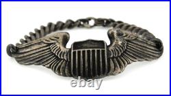 Vintage WWII US Army Air Forces Pilot Wing Badge 925 Sterling Silver Bracelet