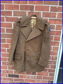 Vintage WWII US Army Air Forces Wool Overcoat Jacket USAAF Patch Military 1940s