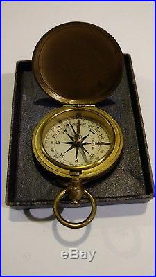 Vintage Waltham Ww II Us Army Air Force Brass Pocket Compass With Box 9117