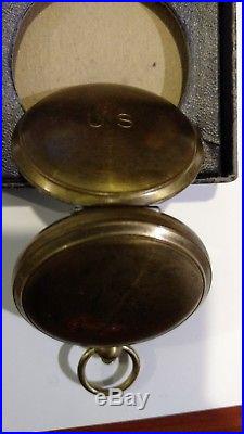 Vintage Waltham Ww II Us Army Air Force Brass Pocket Compass With Box 9117