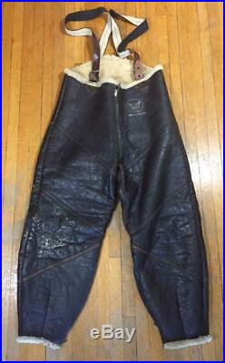 Vintage Ww2 Us Army Air Forces Leather Shearling A-3 Flight Pants B-3 Original