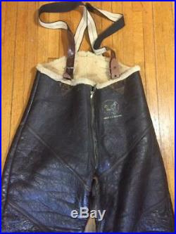Vintage Ww2 Us Army Air Forces Leather Shearling A-3 Flight Pants B-3 Original