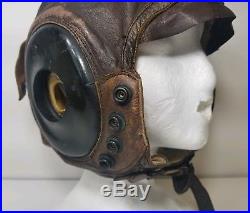 Vintage Wwii Us Army Air Force Type A-ii Pilots Leather Helmet Ww2 Size Large L