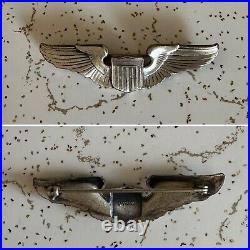 Vtg 1940s Sterling Silver Pilot Wings WWII US Army Air Force Brooch Pin 40s