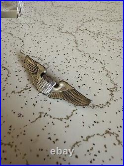 Vtg 1940s Sterling Silver Pilot Wings WWII US Army Air Force Brooch Pin 40s