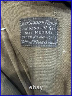 Vtg 40s Org WW2 US Army Air Force Summer Flying Suit Paul Reed Co Sz M BH