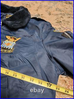 Vtg 70's US Air Force Fur Lined Bomber Jacket Chain Stitched Eagle Honor Flight