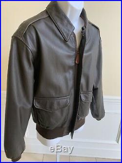 Vtg Avirex Ltd Leather Bomber Jacket Type A2 US Army Air Force Brown Goatskin 46