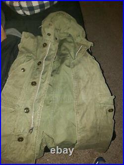 Vtg M-1947 M47 US Army Air Force Overcoat PARKA Coat Jacket with Pile Liner Small