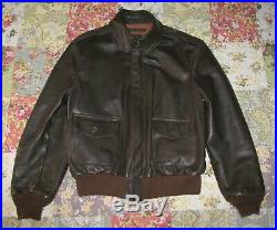 Vtg Type A-2 Dark Brown Leather U. S. Army Air Force Flyer's Bomber Jacket sz 44