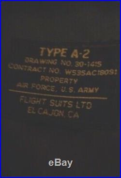 Vtg Type A-2 Flight Bomber Jacket Air Force US Army Leather 42T Flight Suits LTD