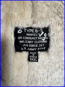 Vtg Type B-3 Bomber Flight Jacket Leather Shearling US Army Air Force Sz XXXL