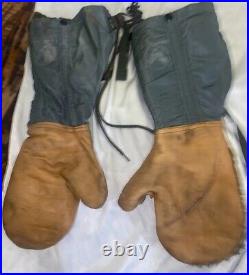 Vtg U. S. Army Air Force Leather Gunner Mittens Gloves N-4B Medium WW2 USAF B-17