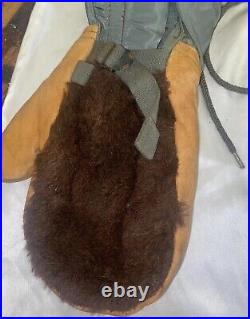 Vtg U. S. Army Air Force Leather Gunner Mittens Gloves N-4B Medium WW2 USAF B-17