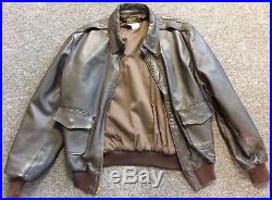 Vtg U. S. Army Air Force Type A-2 Flyers Brown Leather Jacket Sz. 44L Perfect