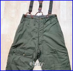 Vtg WW2 40's US Army Air Force A-9 Cold Weather Flight Pants sz 36 with Suspenders