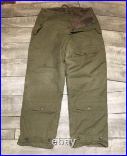 Vtg WW2 WWII US Air Army Force Type A-10 Winter Flight Bibs Pants OG Size 38